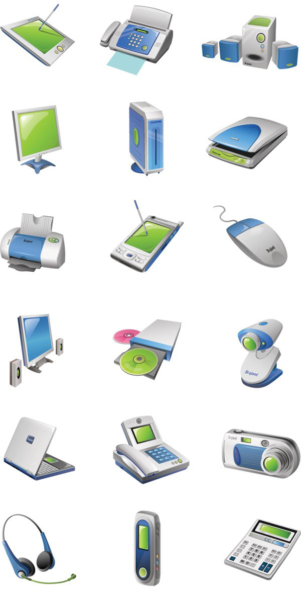 電器與辦公設(shè)備矢量圖標 現(xiàn)代辦公設(shè)計的視覺助手